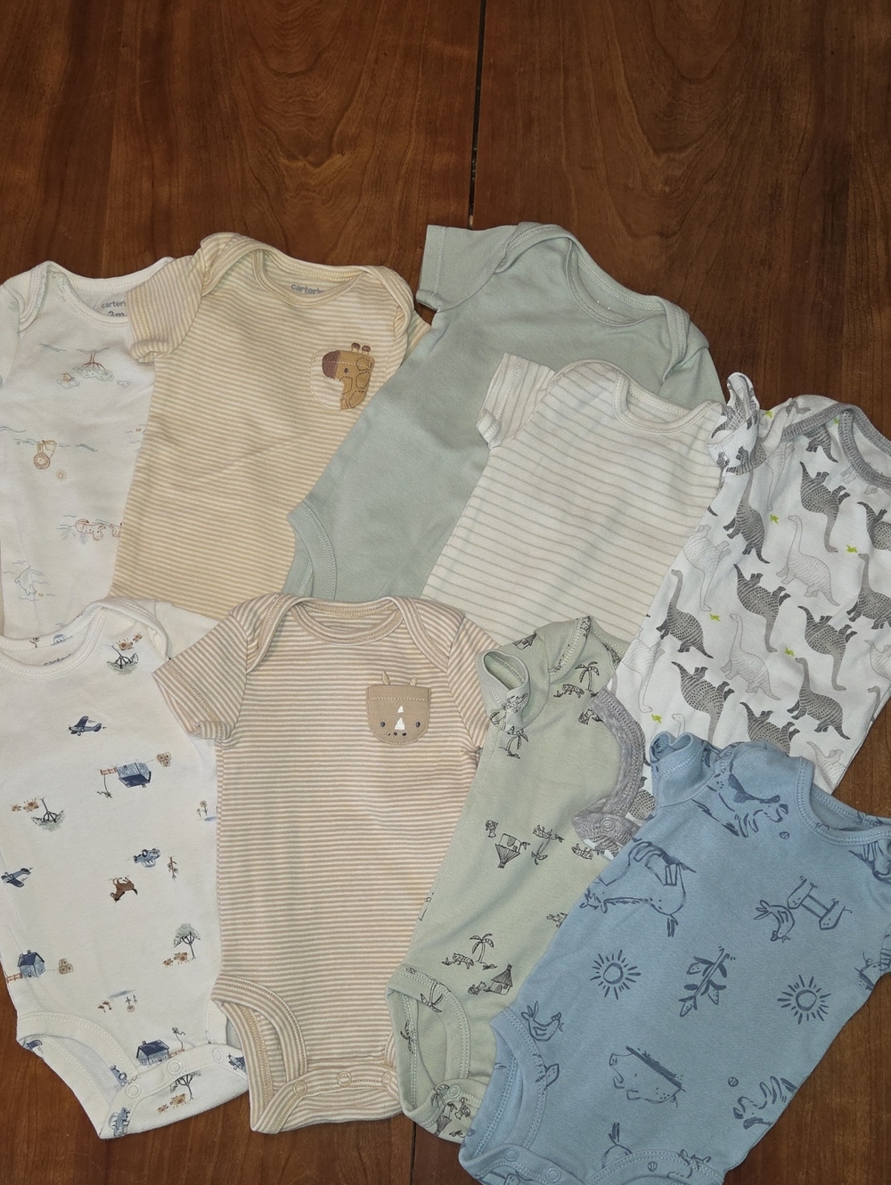 Carter's Baby Boys Neutral & Blue Short-Sleeve One-Piece Set - 10 Pieces